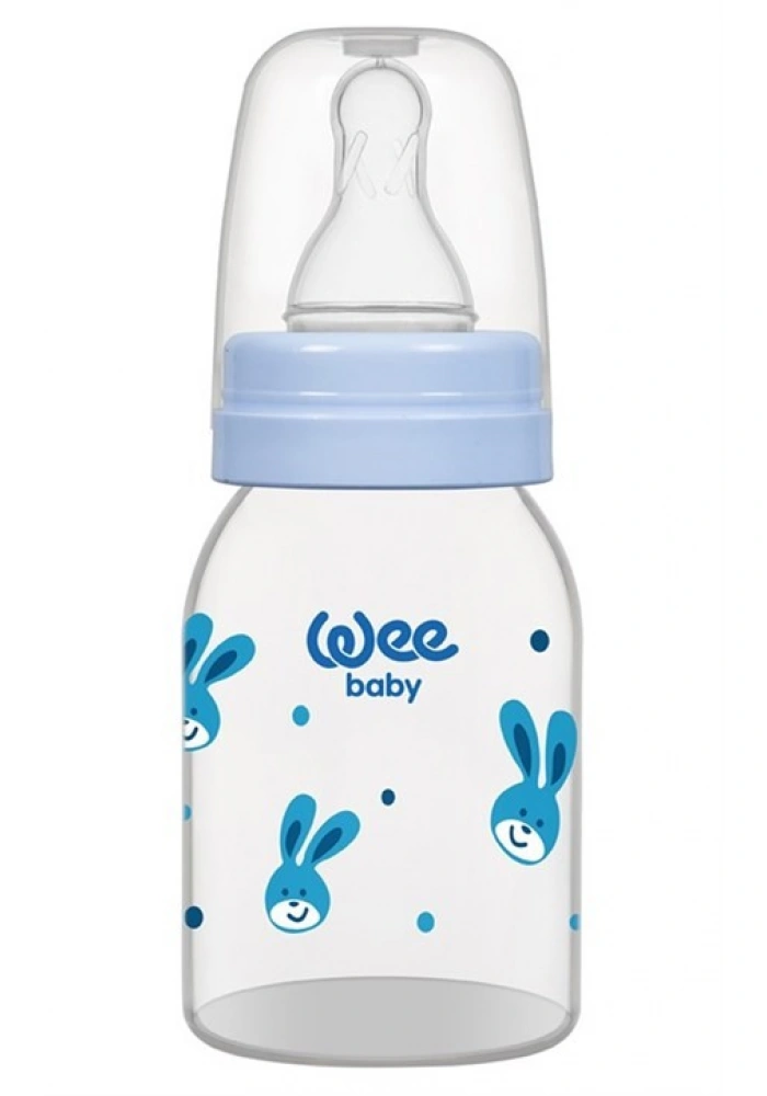 Wee Baby Silikon Uçlu Desenli PP Biberon 125 cc - Mavi