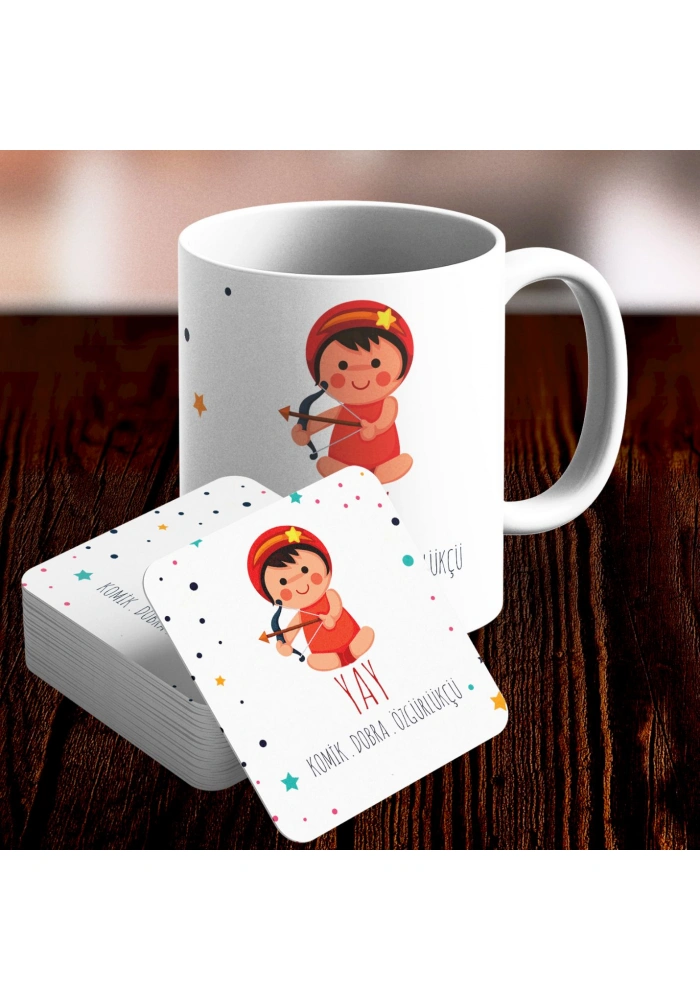 Yay Burcu Özel Sevimli Kupa ve Altlık Seti