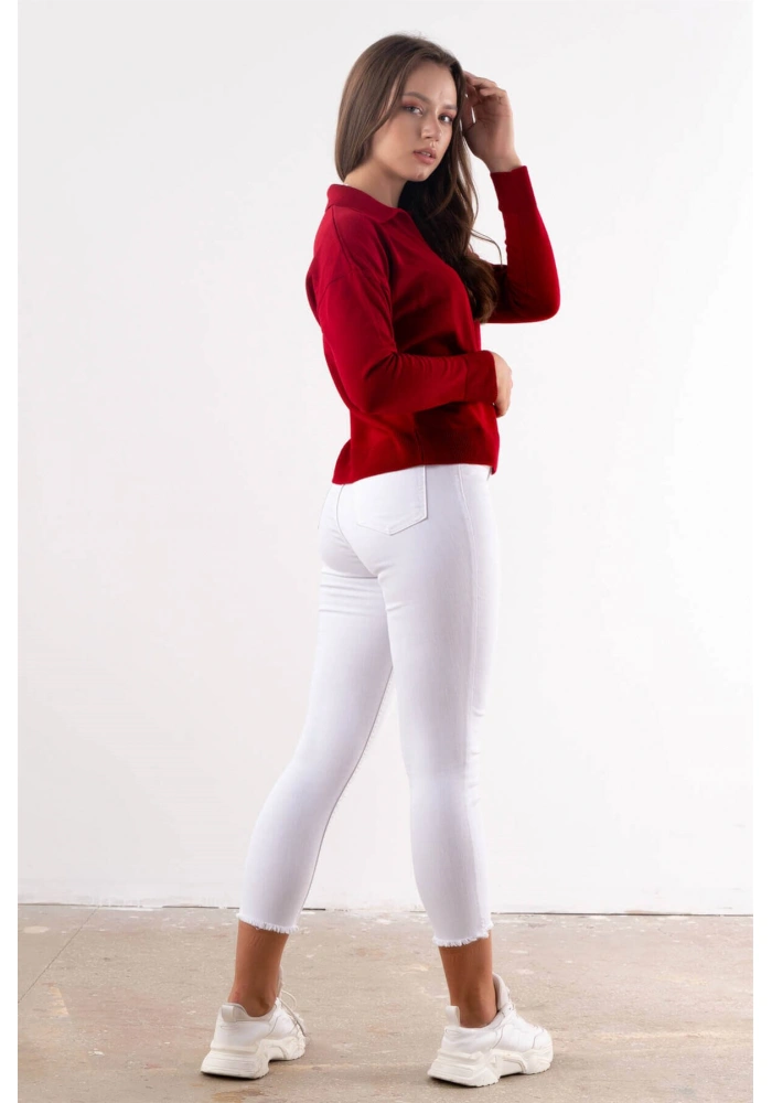 Yüksek Bel Skinny Jean Pantolon  - BEYAZ