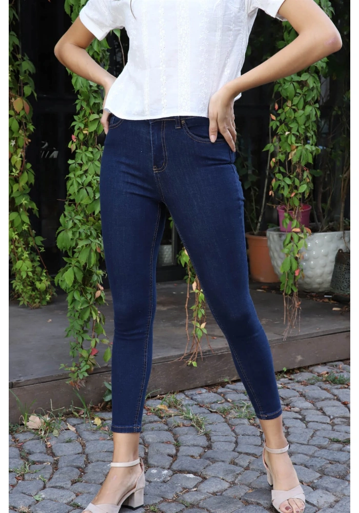 Yüksek Bel Skinny Jean Pantolon  - LACİVERT