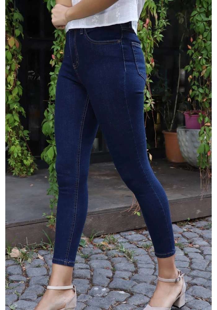 Yüksek Bel Skinny Jean Pantolon  - LACİVERT