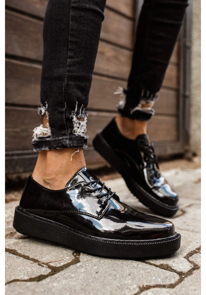 CH001 Rugan Siyah Taban Erkek Ayakkabı SIYAH