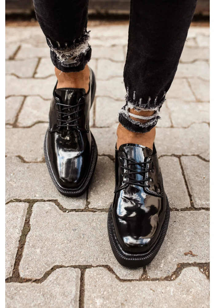 CH001 Rugan Siyah Taban Erkek Ayakkabı SIYAH