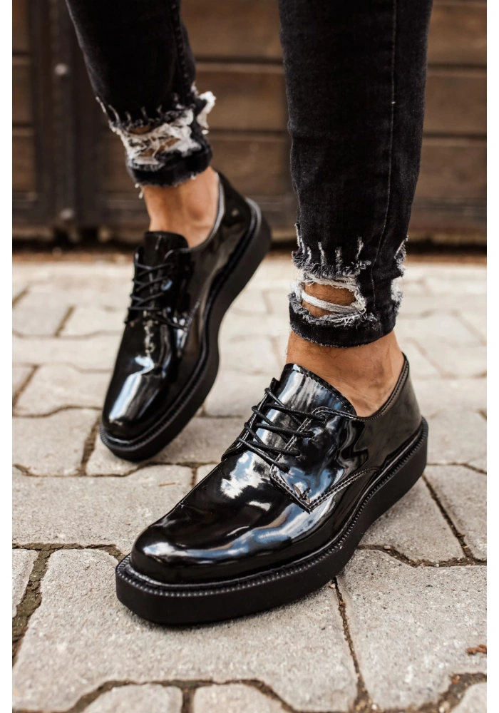 CH001 Rugan Siyah Taban Erkek Ayakkabı SIYAH