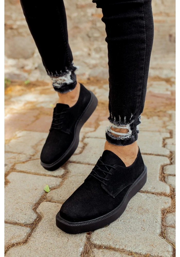CH001 Süet Siyah Taban Erkek Ayakkabı SIYAH