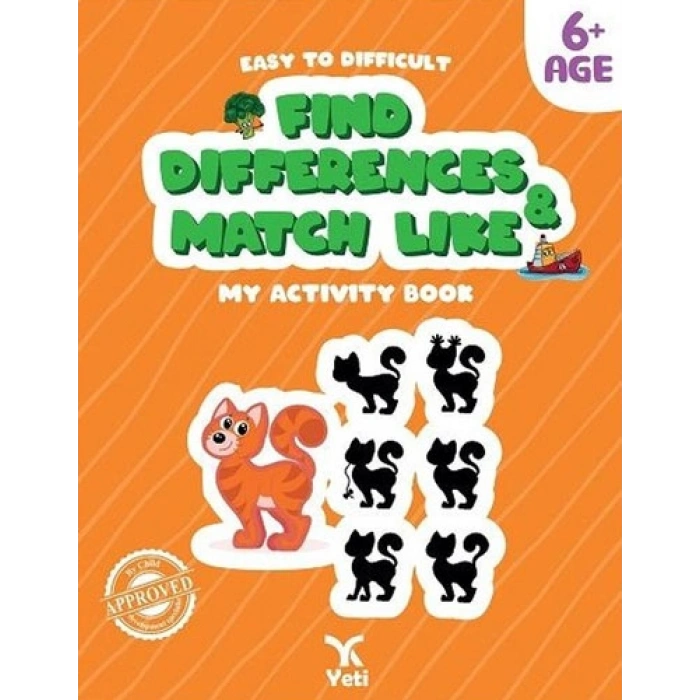 Easy to Difficult Find Differences and Match Like - My Activity Book 6+ Age