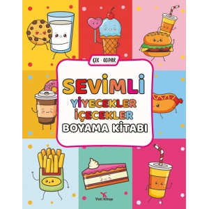 Sevimli Yiyecekler İçecekler Boyama Kitabı