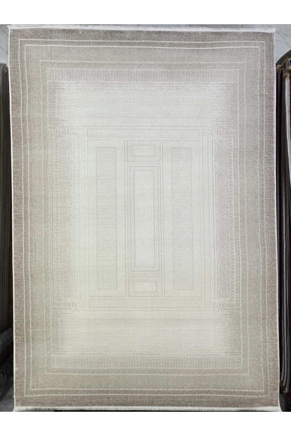 Gümüşsu 12324C Kahve Halı 200x280 | Yunan Key Bordürlü Soyut Halı