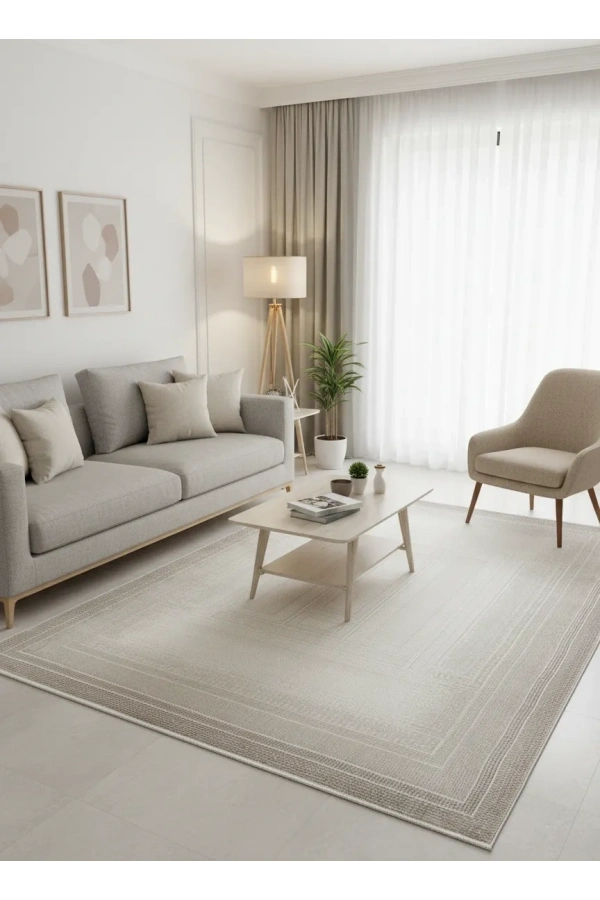 Gümüşsu 12324C Kahve Halı 200x280 | Yunan Key Bordürlü Soyut Halı