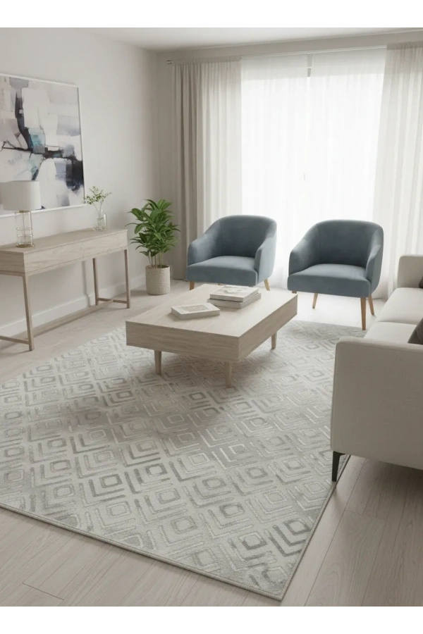 Odak İnci H6604A Gri-Krem Halı 200x280 | Klasik Bordürlü Çerçeveli Halı