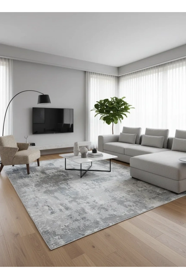 Odak Narin P2277 Gri-Mavi Halı 200x280 | Geometrik Baklava Desenli Halı