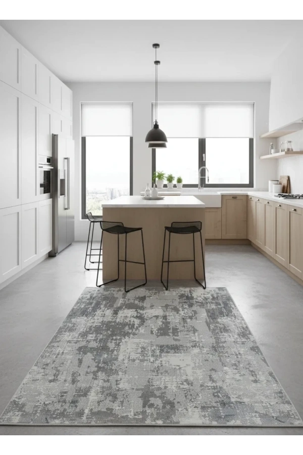 Odak Narin P2277 Gri-Mavi Halı 200x280 | Geometrik Baklava Desenli Halı