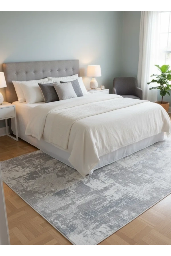 Odak Narin P2277 Gri-Mavi Halı 200x280 | Geometrik Baklava Desenli Halı