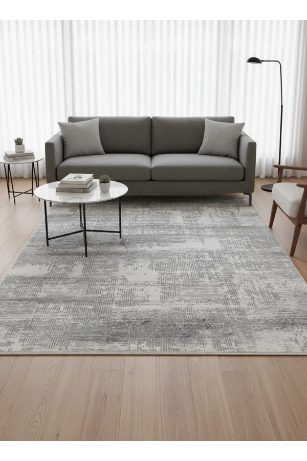 Odak Narin P2384A Gri-Beyaz Halı 200x280 | Soyut Modern Halı