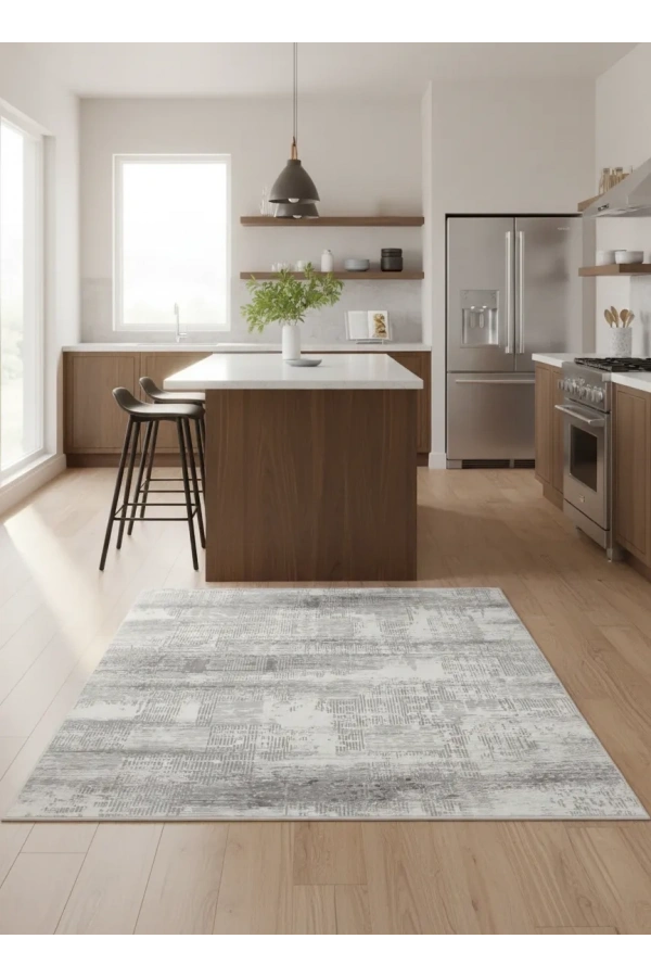 Odak Narin P2384A Gri-Beyaz Halı 200x280 | Soyut Modern Halı