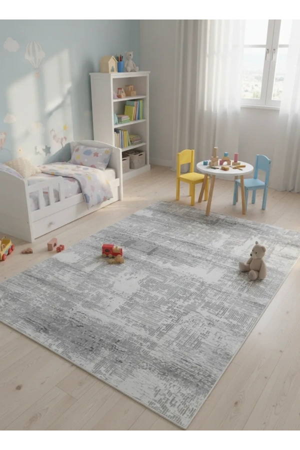 Odak Narin P2384A Gri-Beyaz Halı 200x280 | Soyut Modern Halı