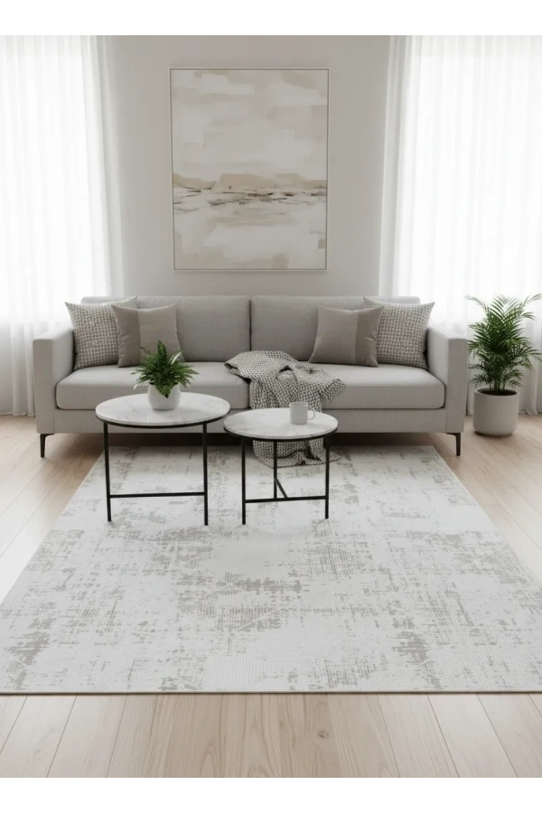 Odak Narin P7349 Bej Halı 200x280 | Soyut Eskitme Vintage Bej Halı