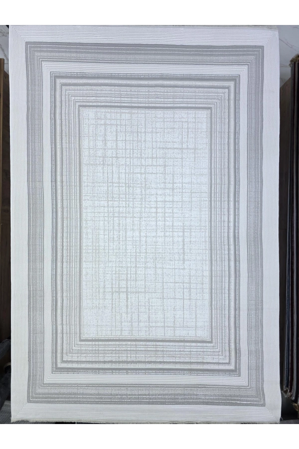 Odak İnci H6565A Beyaz Halı 200x280 | Bordürlü Çerçeve Desenli Klasik Halı