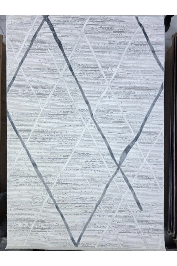 Odak İnci H7396 Açık Mavi-Beyaz Halı 200x280 | Büyük Baklava Desenli Halı