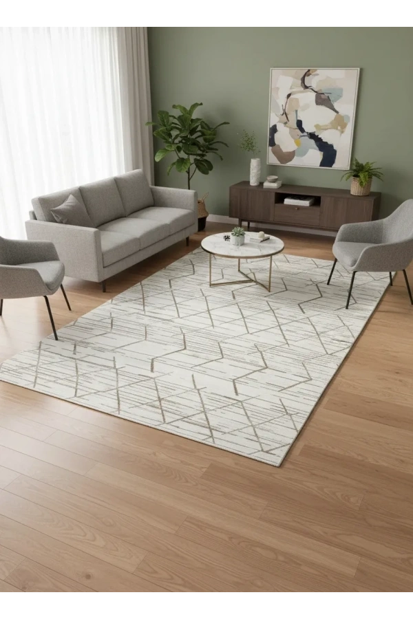 Odak Narin P7381 Kahve Halı 200x280 | Geometrik Üçgen Desenli Modern Halı