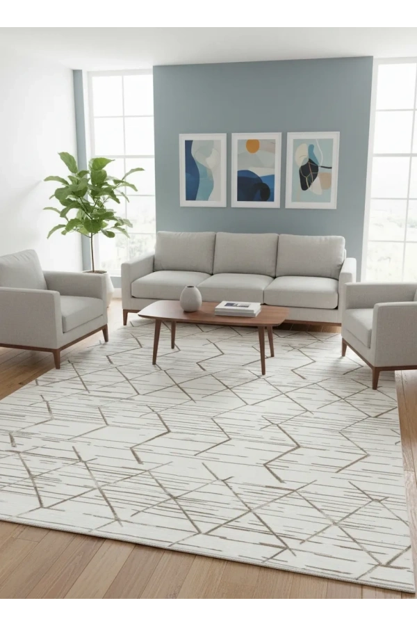 Odak Narin P7381 Kahve Halı 200x280 | Geometrik Üçgen Desenli Modern Halı