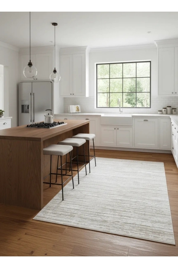 Odak Narin P2371 Kahve Halı 200x280 | İnce Çizgili Bambu Dokulu Halı