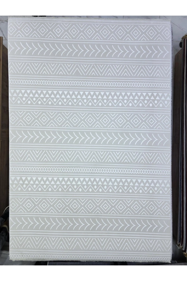 Odak İnci H6639A Beyaz Halı 200x280 | Etnik Tribal Desenli Bohem Halı