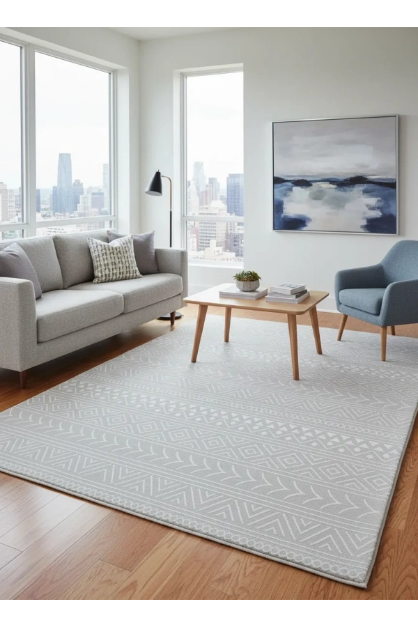 Odak İnci H6639A Beyaz Halı 200x280 | Etnik Tribal Desenli Bohem Halı