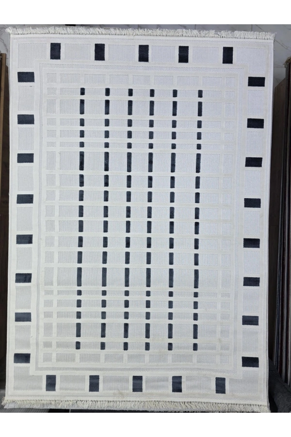 Veseo İskandinavy NU1074 Koyu Mavi Halı 200x275 | Geometrik Lacivert Blok Desenli Halı