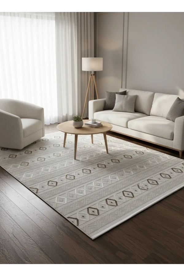 Excellence Monica MC383A Kahve Halı 200x275 | Elmas Şeritli Sıcak Tonlu Halı