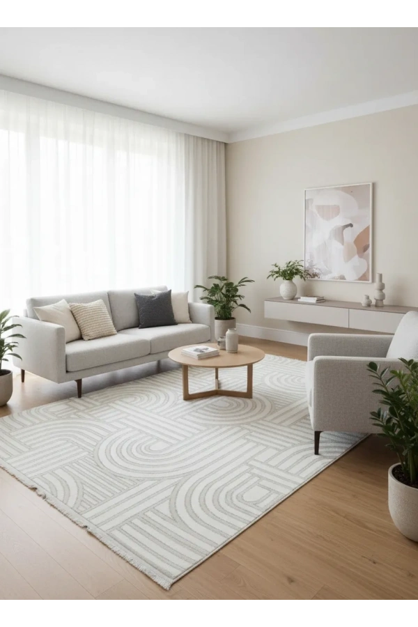 Luna 3088 Gri Varaklı Halı 200x280 | Gri Varak Detaylı Lüks Halı