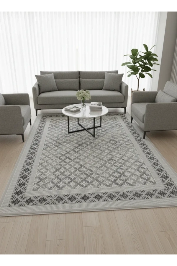 Luna A3027 Gri Halı 200x280 | Dinamik Desenli Modern Halı