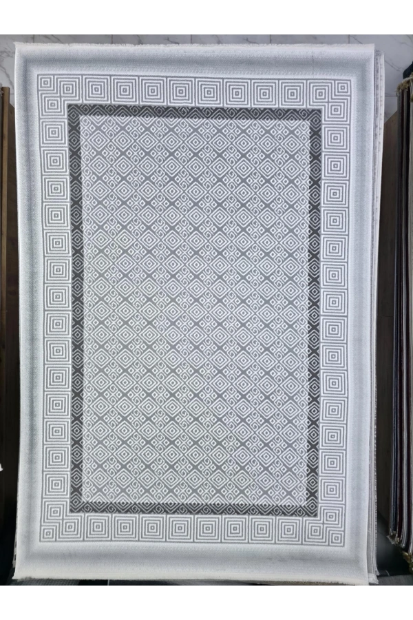 Seher 6877O Gri-Beyaz Halı 200x280 | Kontrast Desenli Modern Halı