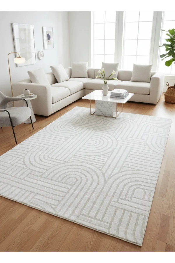 Luna A3088 Beyaz Halı 200x280 | Temiz ve Ferah Modern Halı