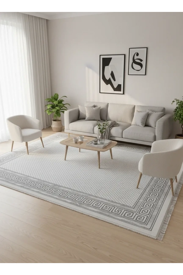 Luna A3026 Koyu Gri Halı 200x280 | Modern Geometrik Desen Halı