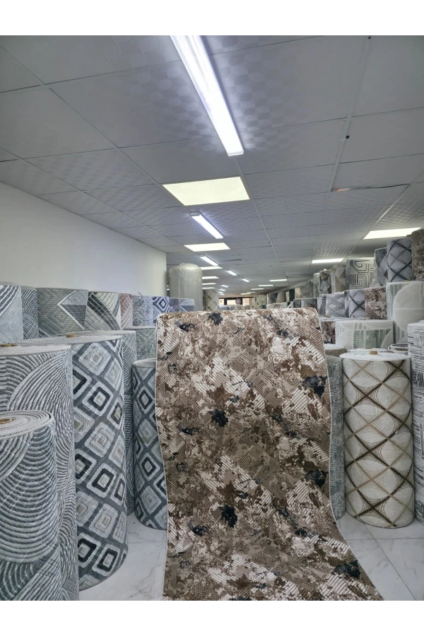 Dinarsu D018 Kahve-Bej Halı | Soyut Vintage Karma Lüks Halı