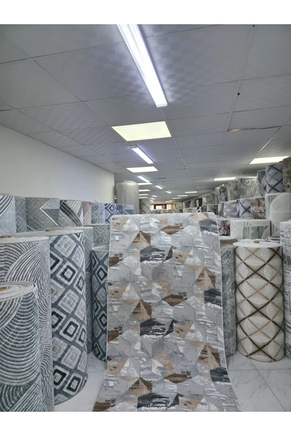 Dinarsu D014 Bej-Kahve Halı | Soyut Karma Desenli Lüks Halı