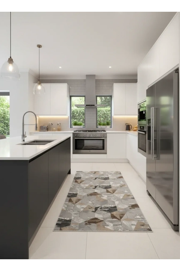 Dinarsu D014 Bej-Kahve Halı | Soyut Karma Desenli Lüks Halı