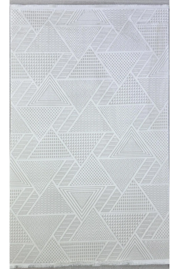 Veseo Armoni 40177A Krem Halı 150x220 | Üçgen Patchwork Geometrik Modern Halı