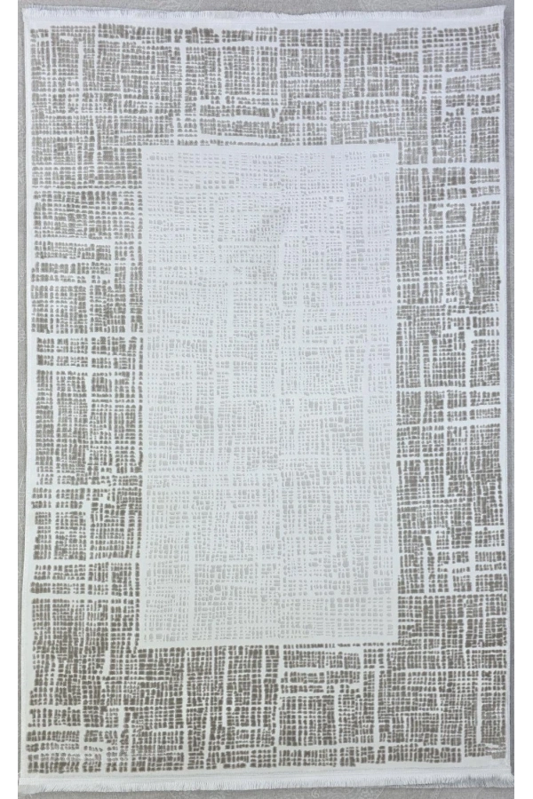 Veseo Armoni 40202A Krem-Açık Bej Halı 150x220 | Doğal Dokulu Bordürlü Halı