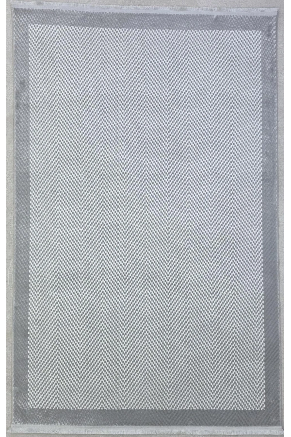 Veseo Armoni 40180A Açık Gri Halı 150x220 | Balıksırtı Bordürlü Modern Halı