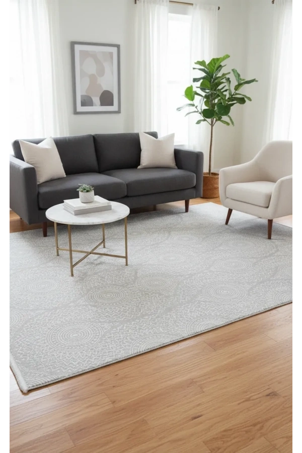 Veseo Armoni 40146A Krem Halı 150x220 | Mandala Daire Etnik Desenli Halı