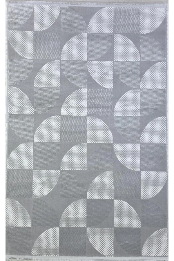 Veseo Armoni 40175A Açık Gri Halı 150x220 | Geometrik Yarım Daire Desenli Modern Halı