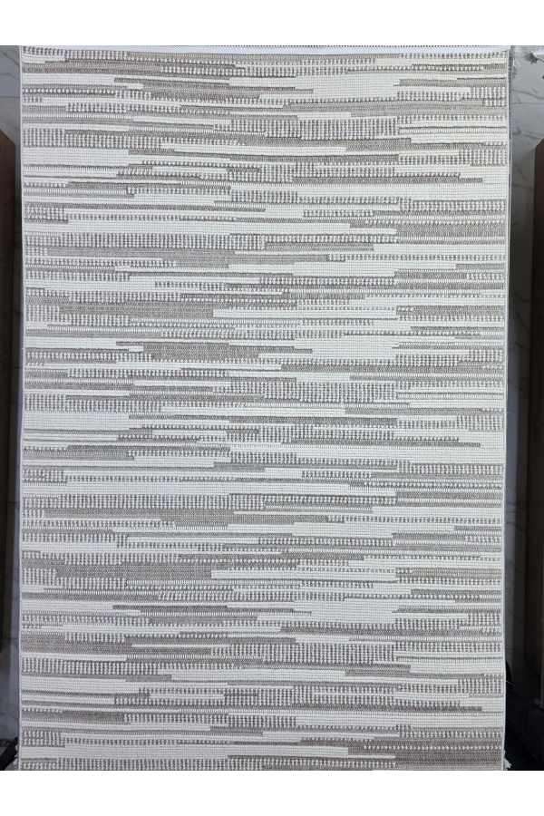 Excellence Narbe NB05 Krem Vizon Soyut Çizgi Dokulu Salon Halısı 150x220 — Doğal Desen