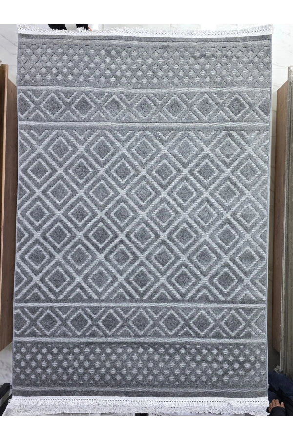 Excellence Level EN200P Antrasit Baklava Desen Salon Halısı 150x220 - İç İçe Geometrik