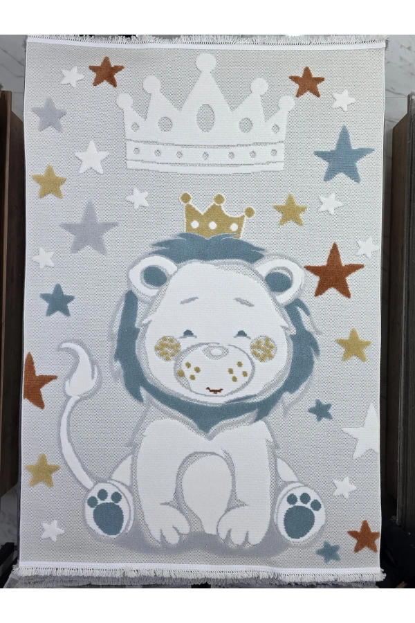 Excellence Kids EN133P Aslan Desenli Çocuk Halısı 150x220 - Taç Yıldız Renkli Oyun Halısı
