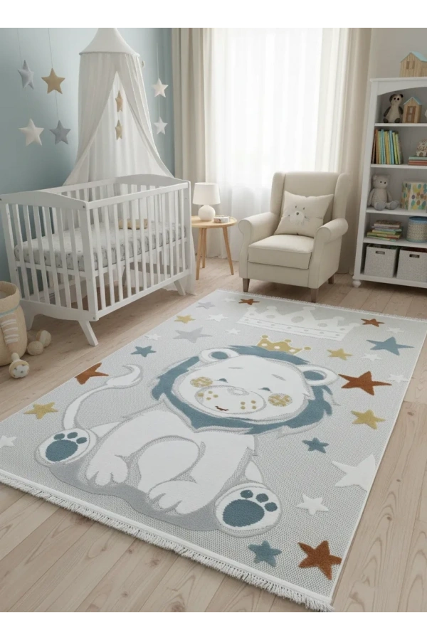 Excellence Kids EN133P Aslan Desenli Çocuk Halısı 150x220 - Taç Yıldız Renkli Oyun Halısı