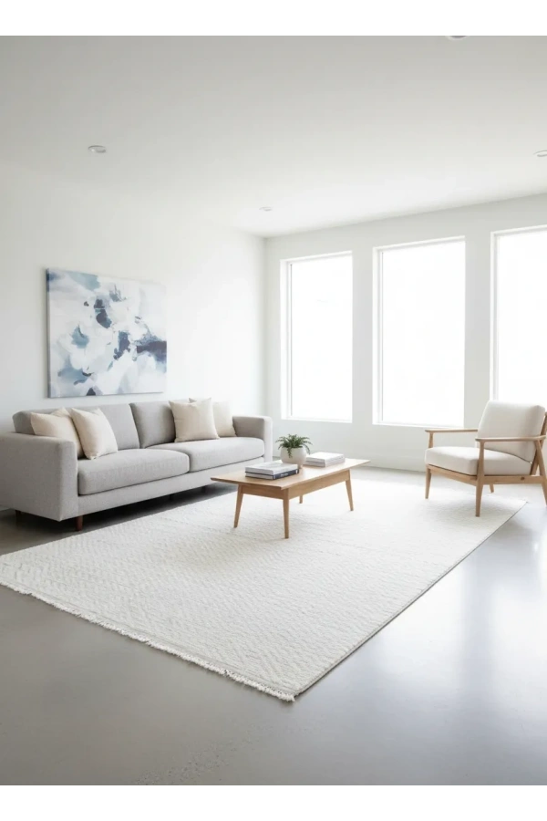 Excellence Golf GF705 Krem Diagonal Çizgili Salon Halısı 150x220 - Sade Şık Saçaklı