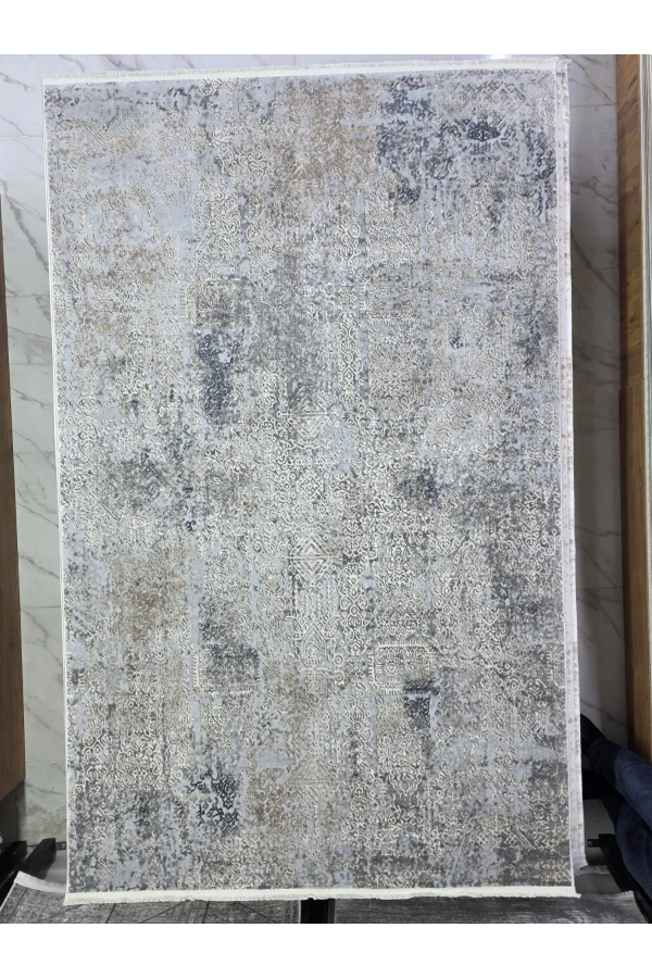 Asaryün Moda H4874 Mavi Gri Eskitme Patina Klasik Salon Halısı 150x233 — Saçaklı