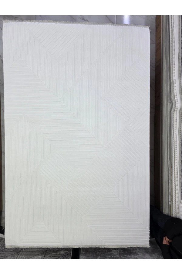 Çapan Armoni H6562A Beyaz Soyut Diagonal Salon Halısı 160x233 — Ton-on-Ton Peluş